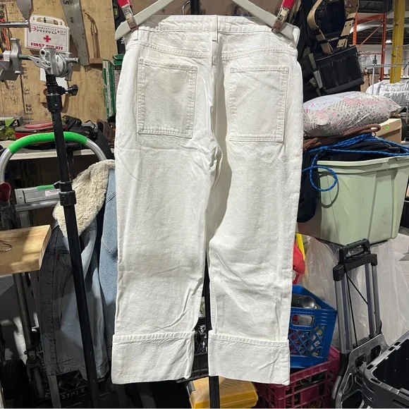 Zara Large Cuff White Denim Pant - Picture 4 of 4